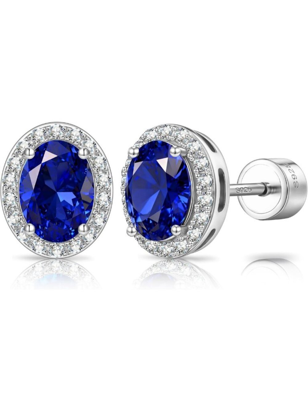 Lab Grown Blue Sapphire Flat Back Stud Earrings - Perfect for September